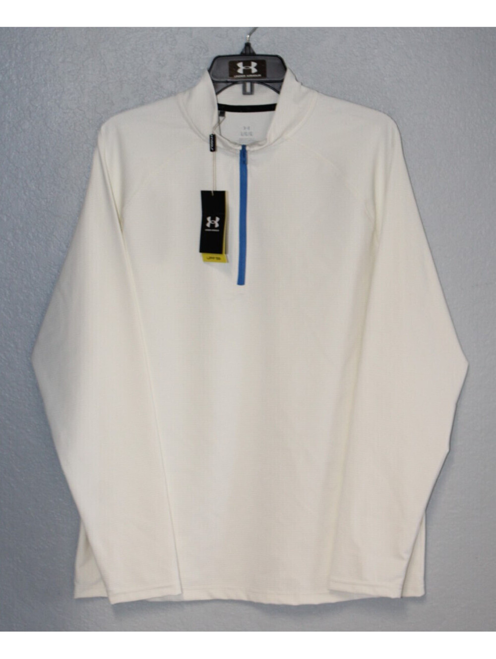 NWT Men Under Armour Golf Fusion Ottoman 1/4 Zip Ribbed Jacket Top White LARGE